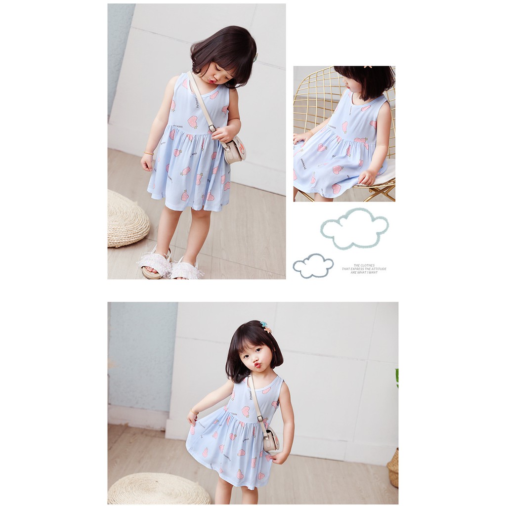 Floral Cute Cotton Baby Dress Girl Dress Kids Skirts Baby Clothing Đầm Công Chúa Đáng Yêu Cho Bé Gái 1-6 Tuổi