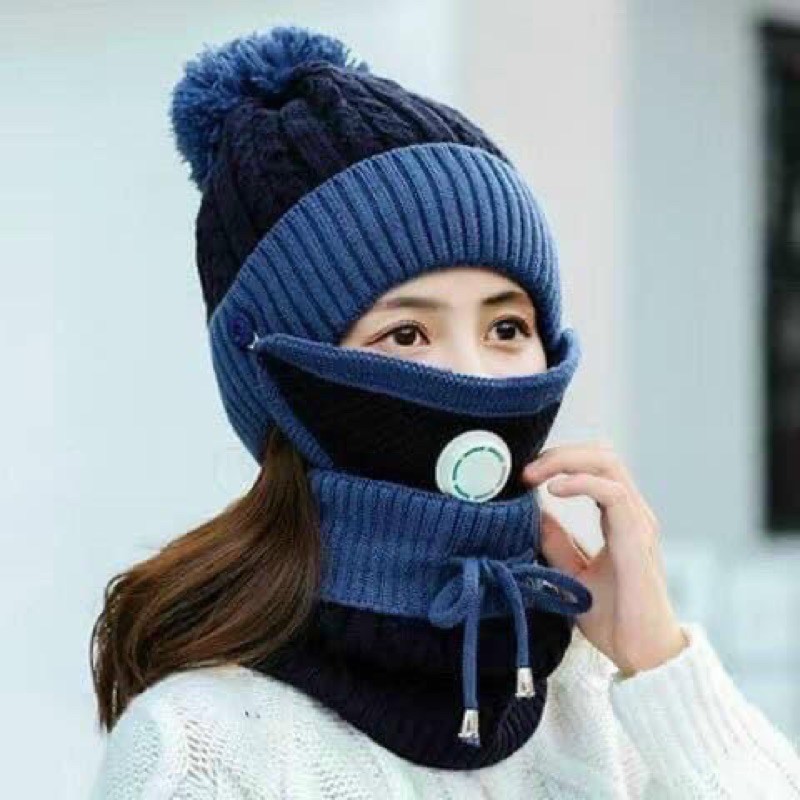 SET KHĂN MŨ LEN CÓ KHẨU TRANG