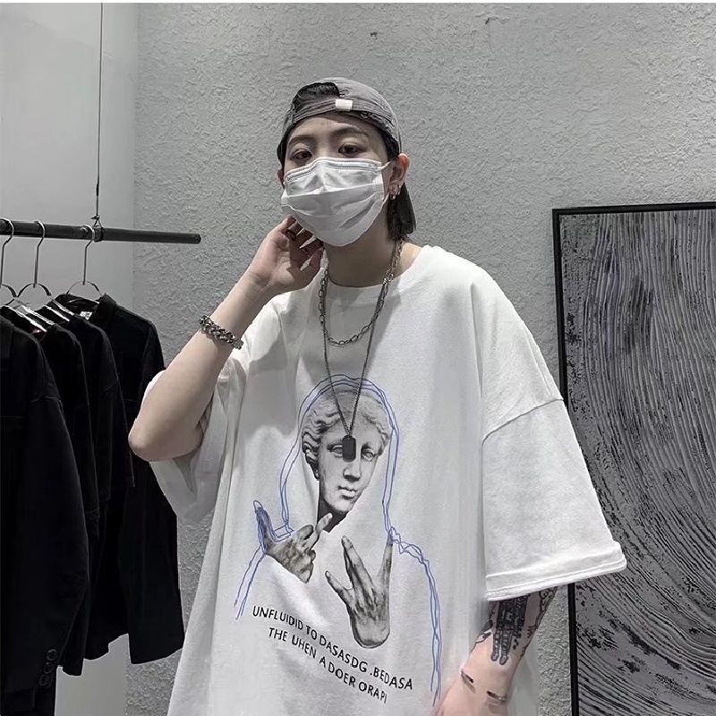 Áo Thun Tay Ngắn Dáng Rộng In Họa Tiết Hoạt Hình Phong Cách Hip Hop Nhật Bản Thời Trang Mùa Hè Cho Nam Và Nữ Size M-5XL