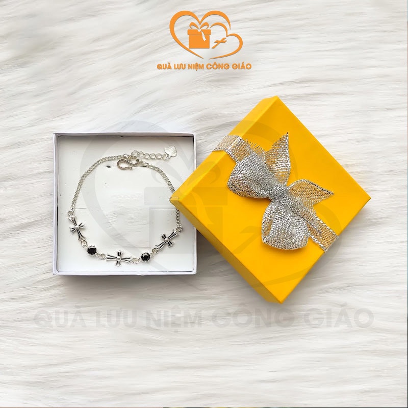 Chuỗi mân côi ,lắc tay nữ hình Thánh giá chất liệu bạc trẻ trung Quà Lưu Niệm Công Giáo