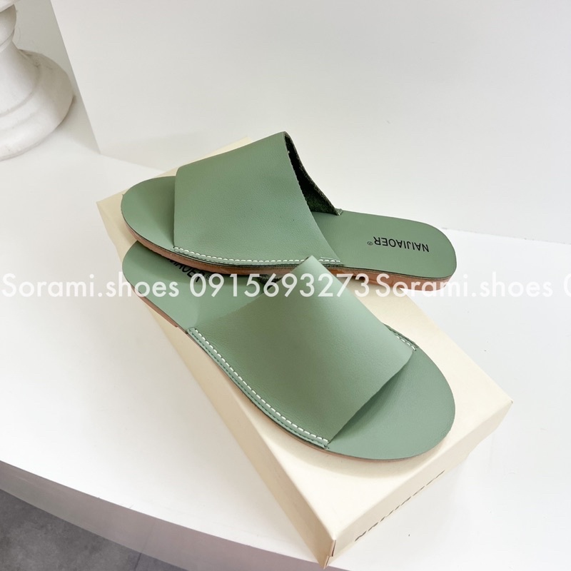 Dép bảng ngang da mềm Quảng Châu tông màu pastel đơn giản, cực xinh và êm chân [FULLBOX]