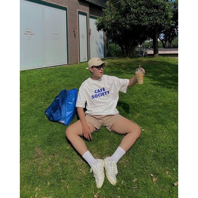 Áo thun CAFE SOCIETY chữ xanh dương