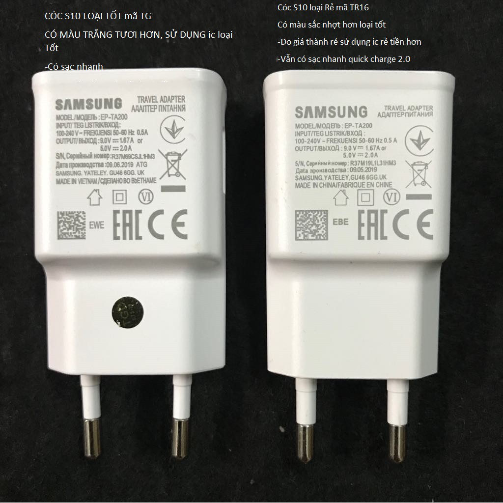 Cốc sạc nhanh S10 quick charge 2.0 S10 mã zin linh kiện bảo hành 1 đổi 1 trong 1 năm