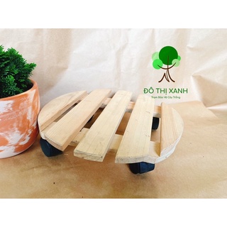 Chân Đế Lót Bằng Gỗ Tràm có bánh xe, dày, chịu lực lên đến 80kg