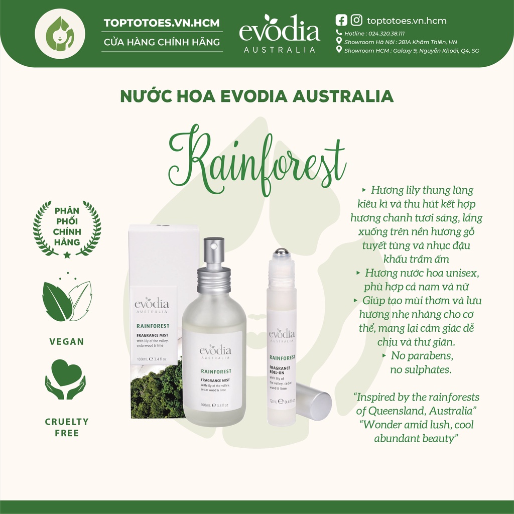 Nước hoa Evodia Australia RAINFOREST