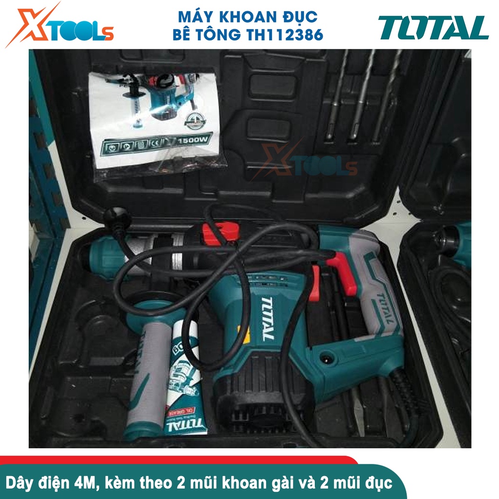Máy khoan đục TOTAL TH112386, máy đục bê tông công suất 1200W tốc độ đập: 1950 - 4860 lần/phút [CHÍNH HÃNG][XTOOLS]