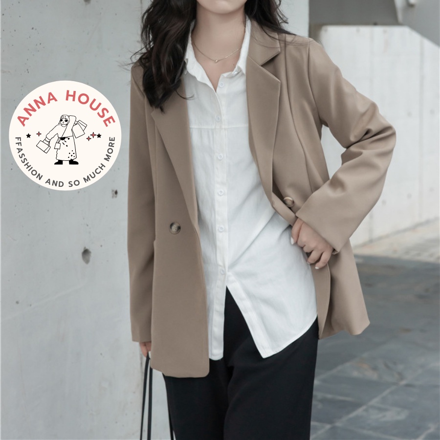 Áo blazer nữ 2 lớp pha kẻ gấu tay dài dáng rộng, áo blazer nữ 2 lớpdài tay thiết kế form rộng tay dài pha kẻ