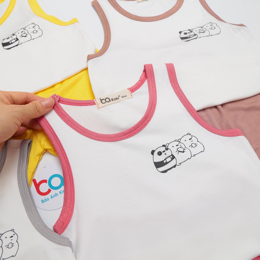 Bộ Ba Lỗ Bé Trai Bé Gái BA KIDS Vải Thun Lạnh Phối Viền Basic, Bộ Quần Áo Cho Bé Mặc Nhà BLKW1