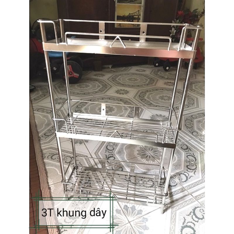 Kệ 2 tầng inox đẹp úp bát, cốc, để gia vị...