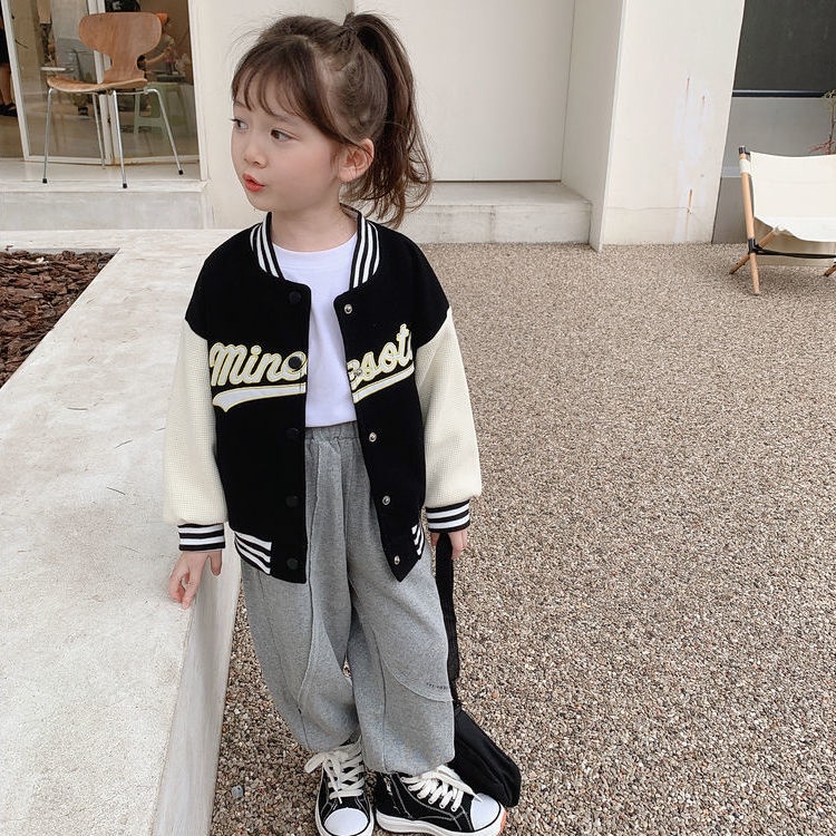 Áo khoác bóng chày thời trang xuân thu xinh xắn cho bé gái