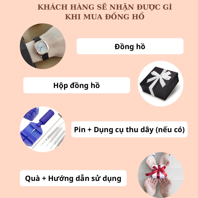 Đồng hồ nữ mặt vuông nhỏ 24mm dây kim loại SULASAN đẹp sang trọng