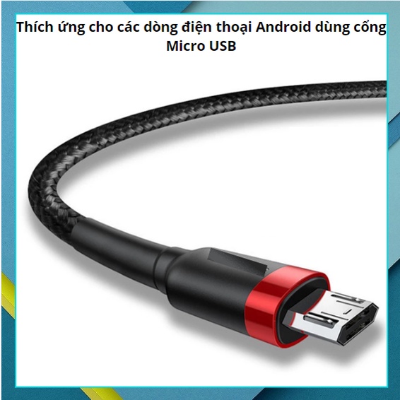 Dây sạc samsung, oppo, xiaomi...,1met 2met Cáp sạc cổng Micro USB thiết kế dây bện dù cho điện thoại androi