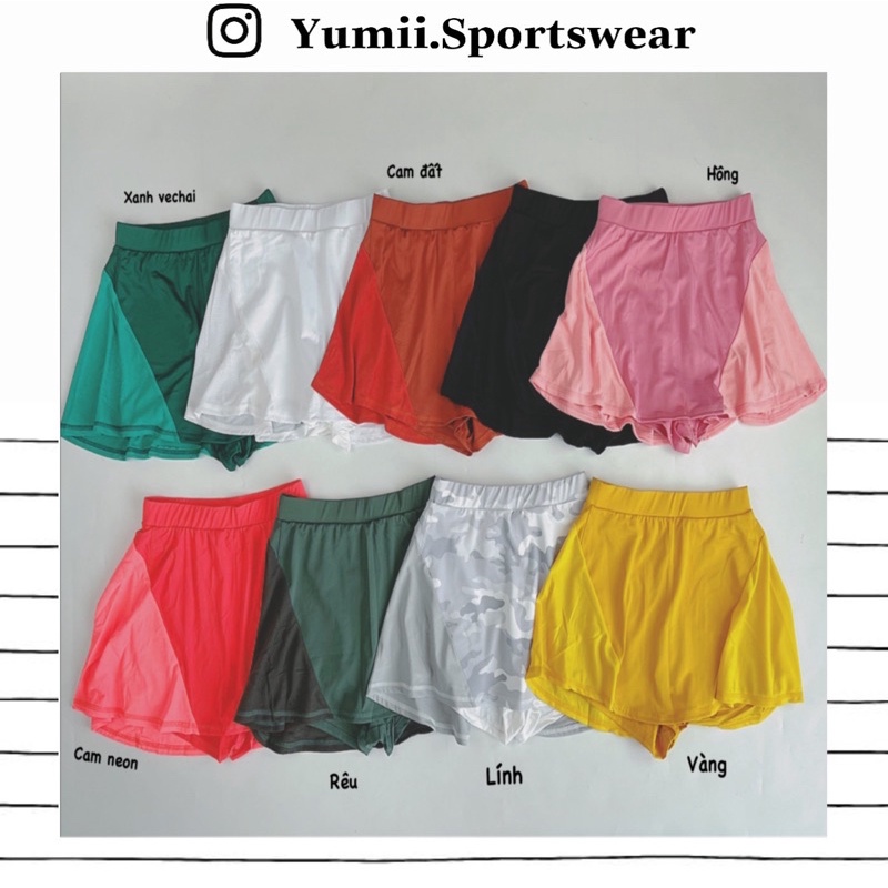 Quần Short Thể Thao Tập Gym Yoga Nữ - Váy Ngắn Thể Thao Dáng Tennis Có Quần Trong, Váy Ngoài Lưới Mè