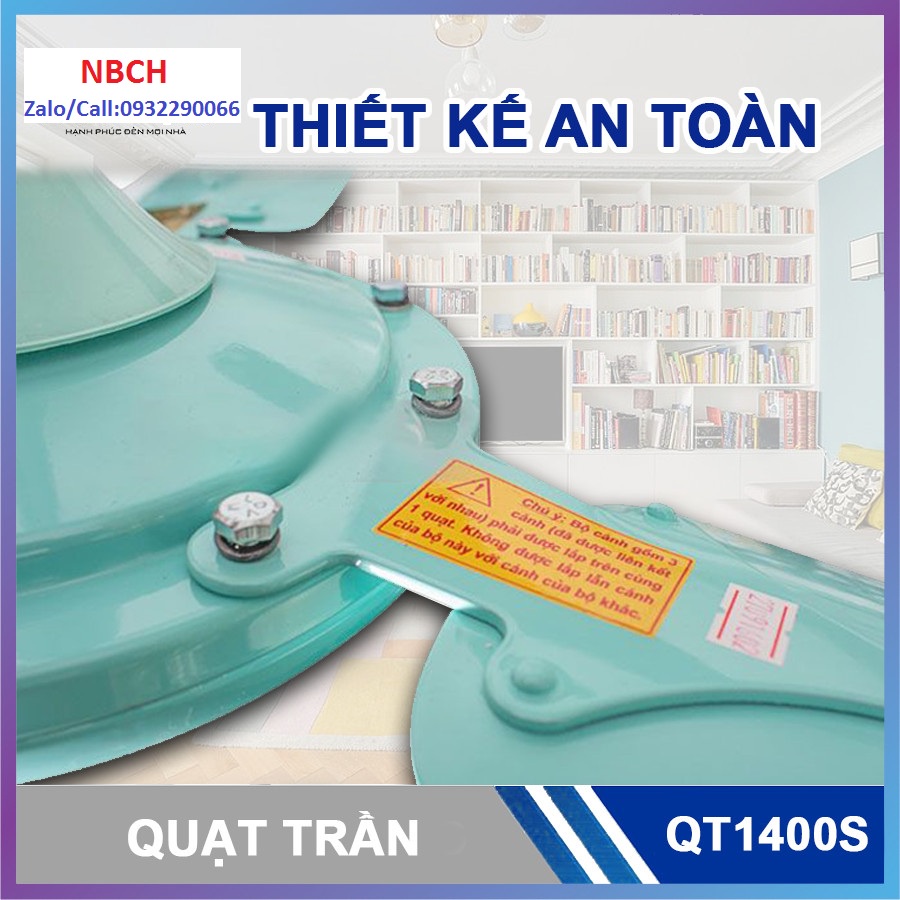 Quạt trần 3 Cánh Sắt Vinawind QT1400-S Điện Cơ Thống Nhất, sử dụng hộp số 5 cấp