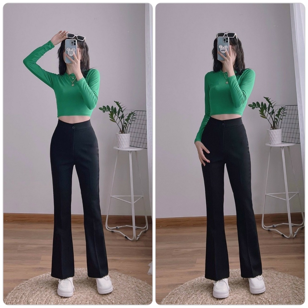 Quần tây ống loe nữ lưng cao ống rộng công sở đi học M Fashion QT04