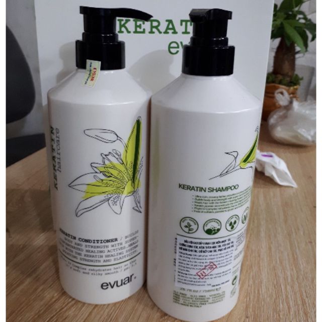 (sẵn hàng) CẶP GỘI XẢ KERATIN EVUAR 758mlx2