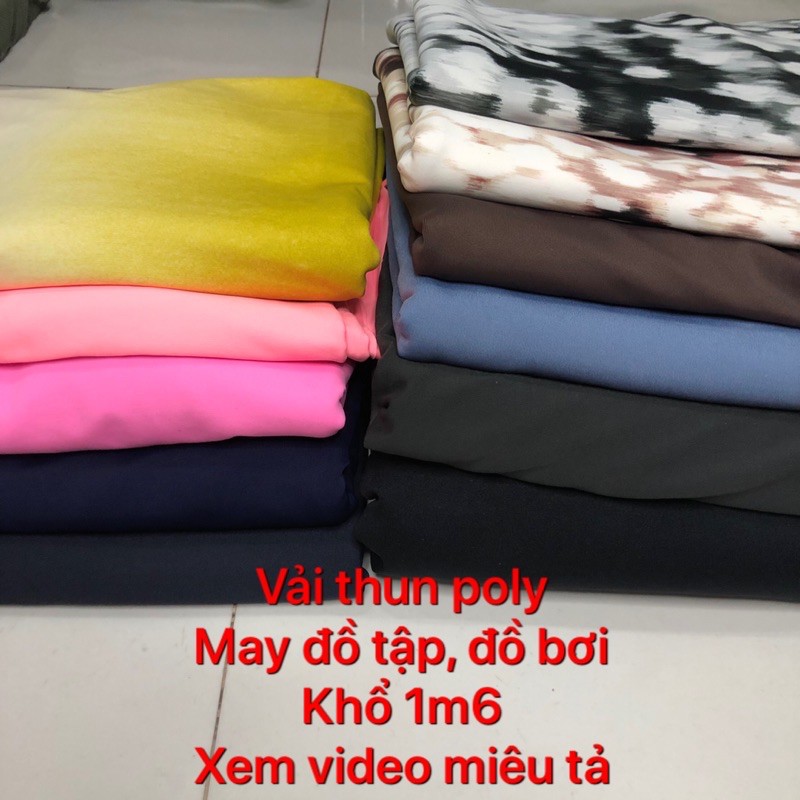 vải thun poly(may đồ tập, đồ  bơi ?