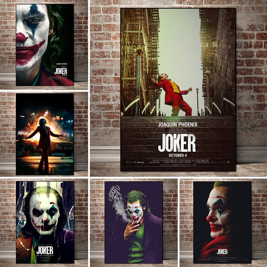 Tranh Vải Bạt Treo Tường In Hình Nhân Vật Joker Trang Trí Nhà Cửa