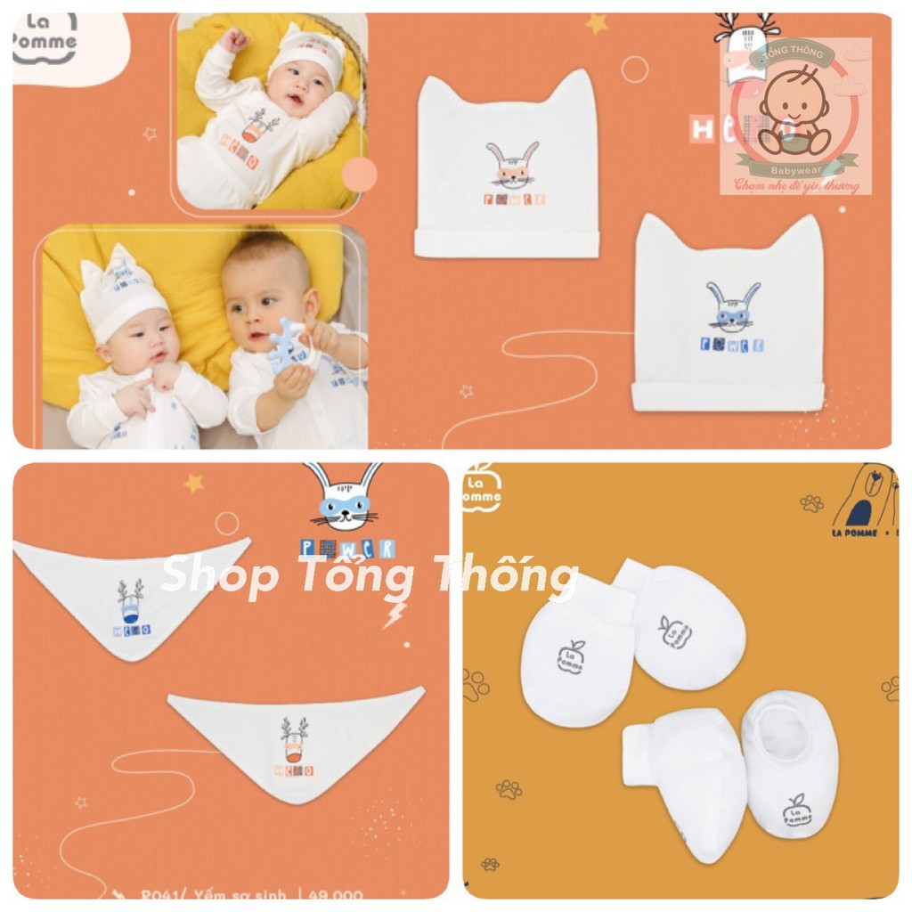 Bao tay bao chân mũ yếm Hươu hero và thỏ cao cấp bé trai bé gái La Pomme H041 R041