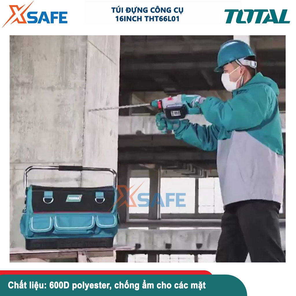 Túi đựng dụng cụ TOTAL THT66L01, giỏ đựng công cụ 16inch, thiết kế 14 ngăn, chất liệu 600D polyester chống ẩm,chống thấm