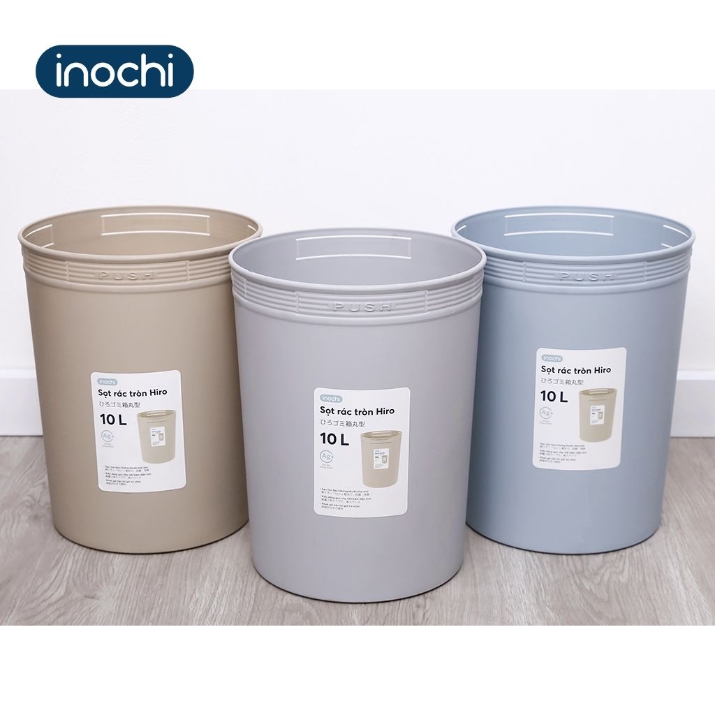 Sọt Rác Nhựa Tròn INOCHI 10 Lít Thiết Kế Không Nắp Nhỏ Gọn, Đựng Rác Gia Đình, Văn Phòng, Khách Sạn Tiện Lợi