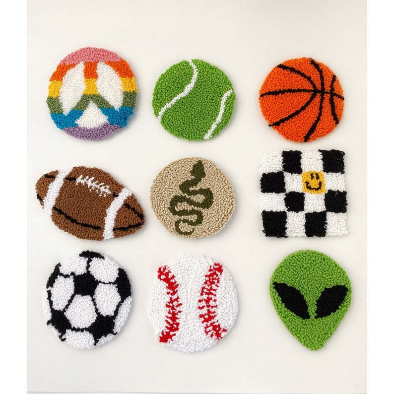 Lót ly thêu nổi thêu xù làm quà tặng, đồ decor trang trí - Punch Needle coasters, wallhanging decor