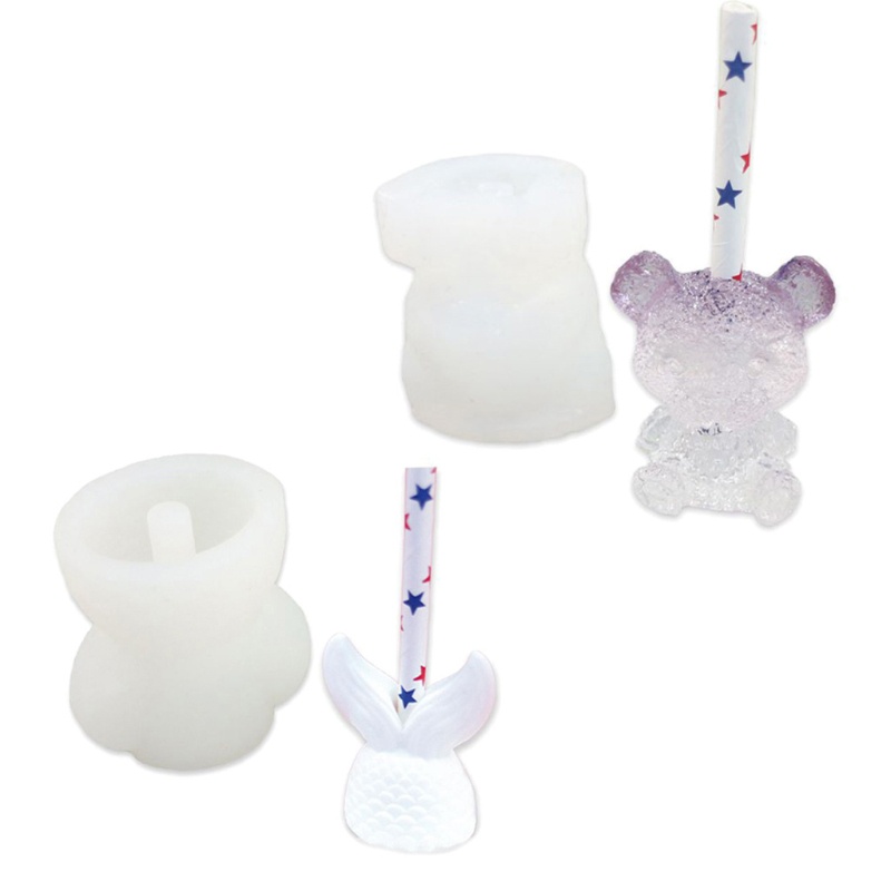 Khuôn Silicone Làm Ống Hút Epoxy Hình Động Vật DIY