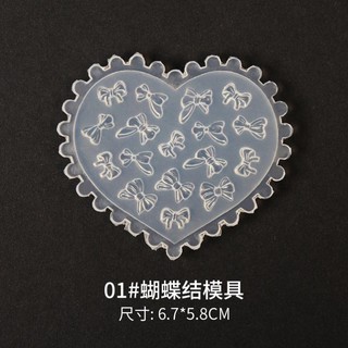 Khuôn silicon gấu - tim - nơ