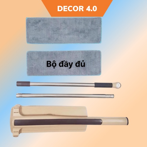 Cây lau nhà tự vắt, Cây lau nhà thông mình tiện lợi tự vắt có kèm 2 miếng lau thay thế