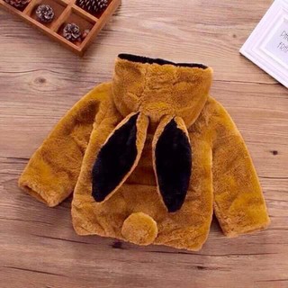 áo lông mịn tai thỏ cho bé