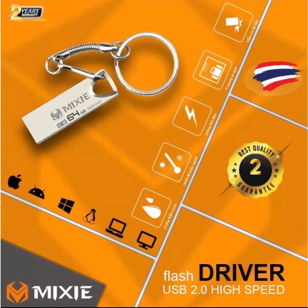 USB 16Gb/32Gb/64Gb 2.0 MIXIE - Kim Loại, Có Dây Đeo, Thời Trang, BH 2 Năm