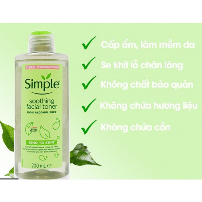 Nước Hoa Hồng Simple Kind to Skin Smothing Facial Toner 200ml