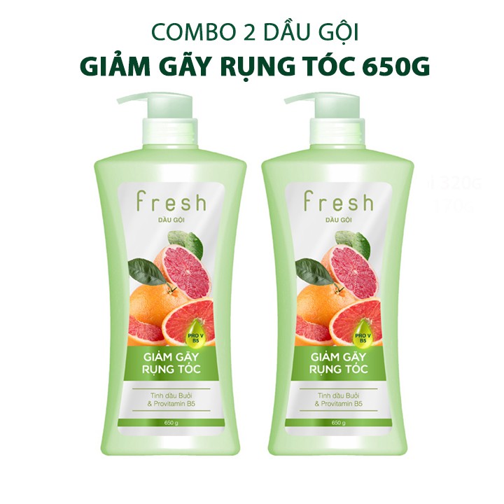 Combo 2 Dầu gội Fresh Giảm gãy rụng tinh dầu Bưởi 650g/chai