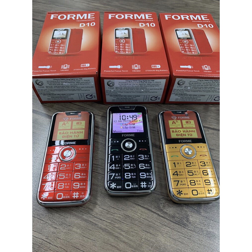 Điện thoại Forme D10 2 sim dành cho người già phím to loa to Bảo hành 12 tháng - Hàng chính hãng | BigBuy360 - bigbuy360.vn