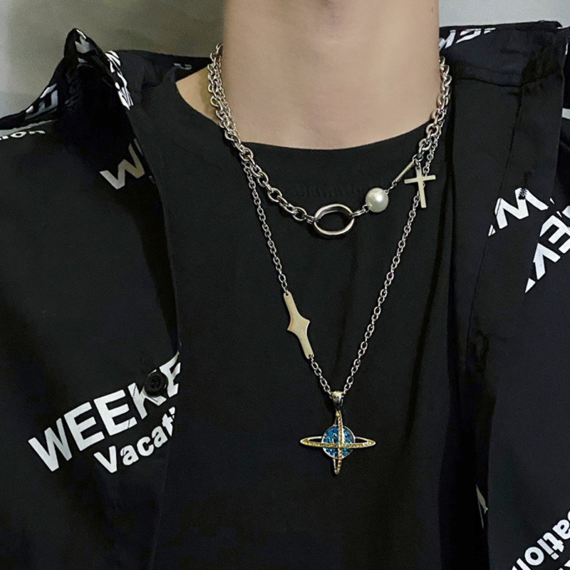 Dây Chuyền Mặt Hình Hành Tinh Đính Đá Độc Đáo Phong Cách Hip-Hop