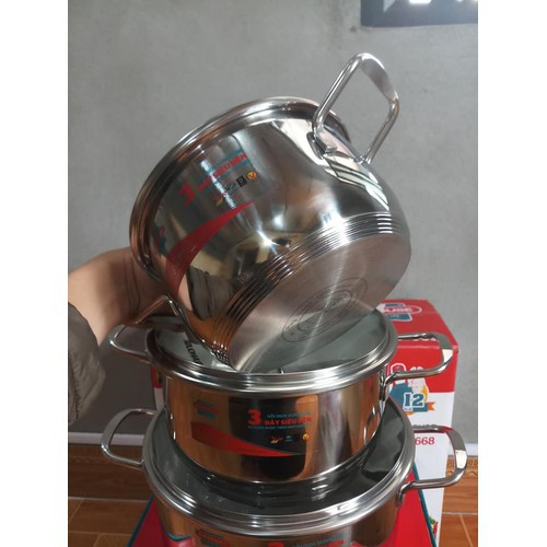 Bộ nồi inox 3 đáy SUNHOUSE SH888 (Dùng cho bếp từ và mọi loại bếp)