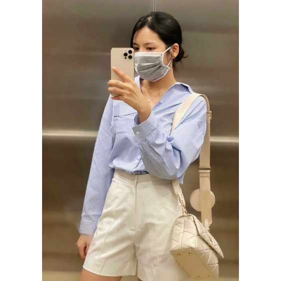‼️‼️set sơ mi sọc 1 túi + quần sọt nẹp li