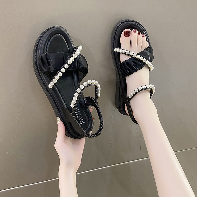 Giày Sandal Đế Dày Quai Chéo Thời Trang Mùa Hè Phong Cách Phương Tây