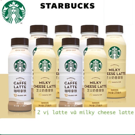 Cà phê đóng chai Starbucks Low fat 2 vị cà phê latte và milky cheese latte 270ml | BigBuy360 - bigbuy360.vn