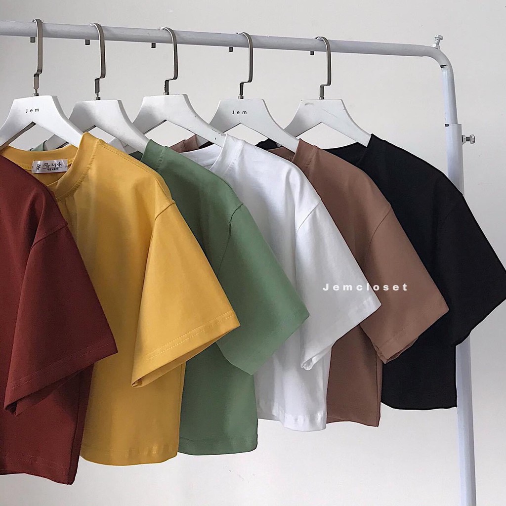 Áo Croptop Cổ Tròn Thun Nữ JEMCLOSET Croptop ABI Trơn Chất Cotton Nhiều Màu From Rộng Thỏa Mái 10084