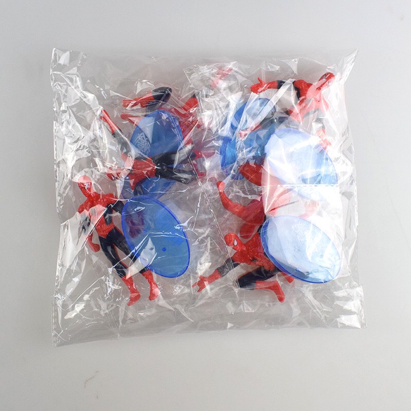 Phụ kiện trang trí bánh kem sinh nhật - Bộ người nhện nhựa PVC 7 món trang trí