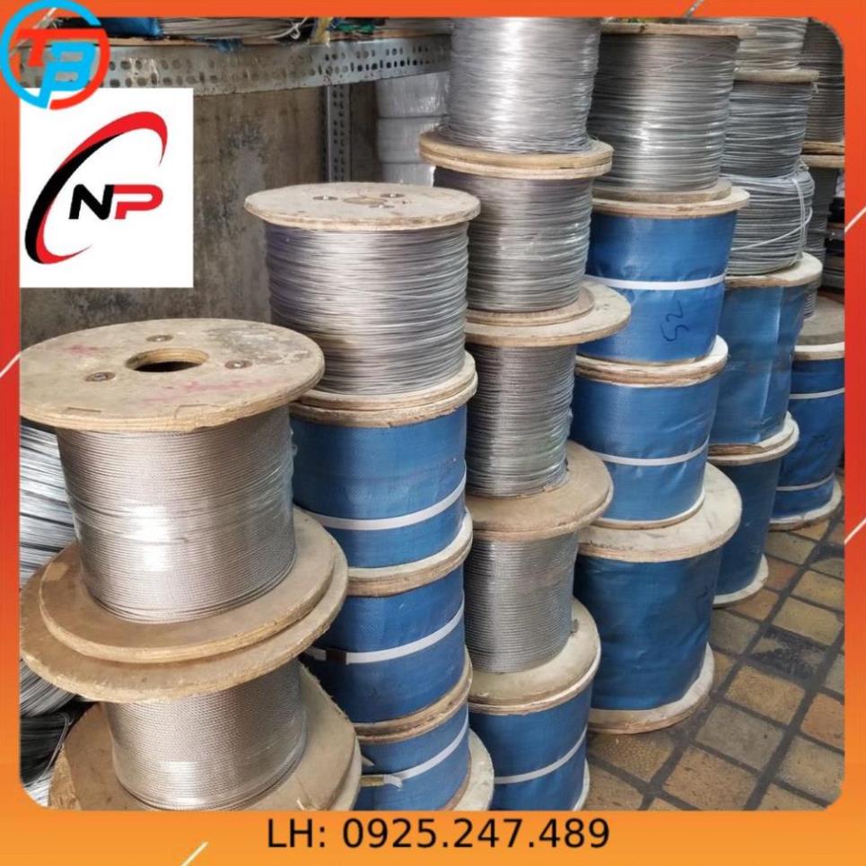 5 Mét dây cáp INOX 304 chống rỉ sét tặng kèm 1 tăng đơ,2 ôc siết cáp làm dây phơi quần áo.. Gồm các size 2mm 3mm 4mm 5mm
