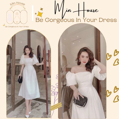 Đầm trắng dự tiệc sang chảnh_FREESHIP-HÀNG CAO CẤP LOẠI 1-đầm trắng dáng dài tay phồng siêu tôn dáng | BigBuy360 - bigbuy360.vn