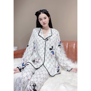 Bộ đồ ngủ lụa pijama dài tay cao cấp