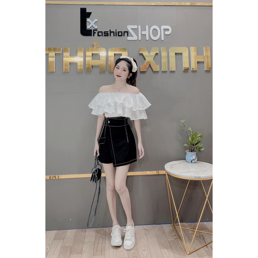 Set Trễ Vai Bèo Tầng Mix Quần Sooc | BigBuy360 - bigbuy360.vn