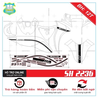 Tem xe sh mode dán xe trắng