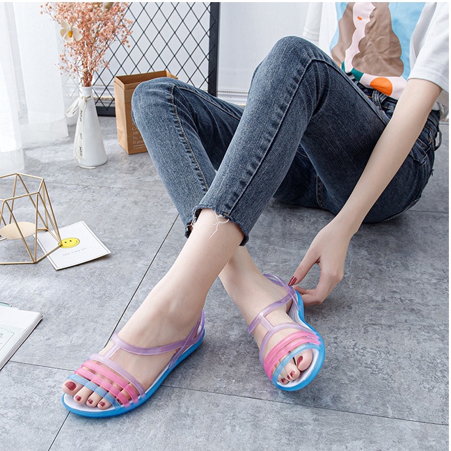 CROCS Xăng đan Nhựa Dẻo Đế Bằng Thời Trang Đi Biển Mùa Hè Cho Nữ