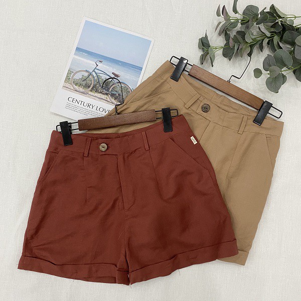 Quần đùi short nữ chất vải tự nhiên , quần linen vải tự nhiên cao cấp thích hợp đi làm hoặc đi chơi đều được 4 màu | BigBuy360 - bigbuy360.vn