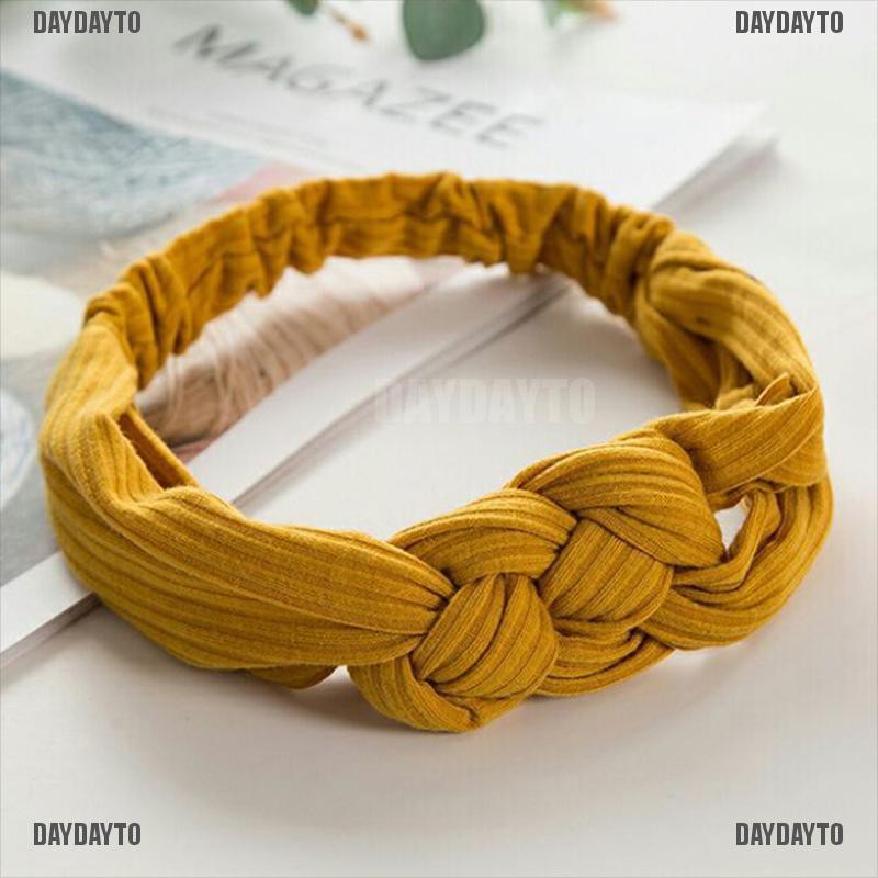 Băng Đô Thắt Nút Co Giãn Màu Trơn Cho Nữ