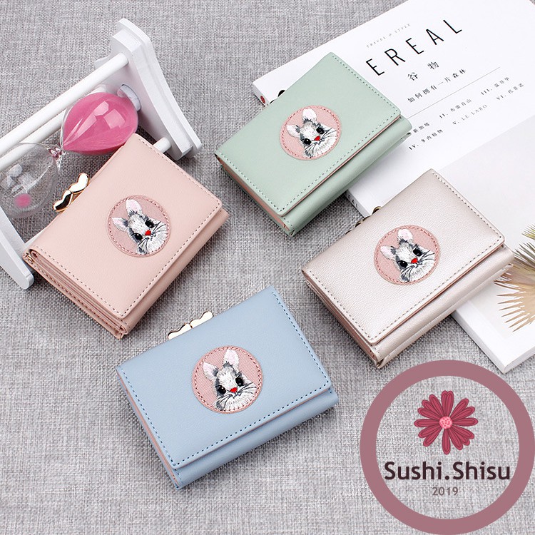 Ví nữ ngắn chất liệu da PU Quảng Châu họa tiết hình thỏ dễ thương cho nữ SS1 | BigBuy360 - bigbuy360.vn